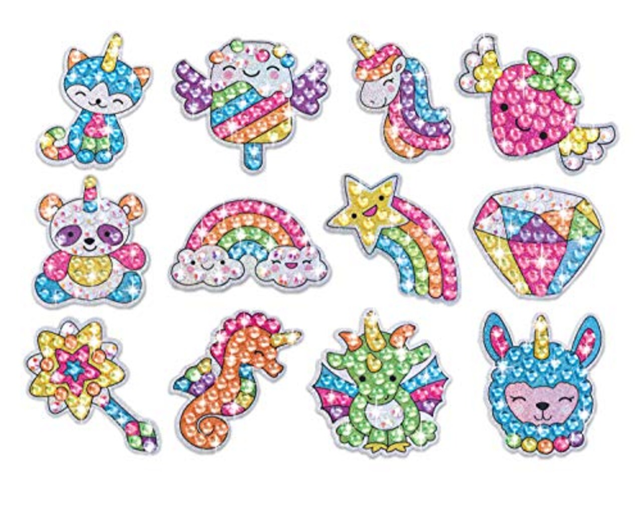 12 Pieces Creativity for Kids Big Gem Diamond Painting Kits: Magical Stickers and Suncatcher DIY Kit - Diamond Art for Kids, Unicorn Gifts for Girls Ages 6-8+